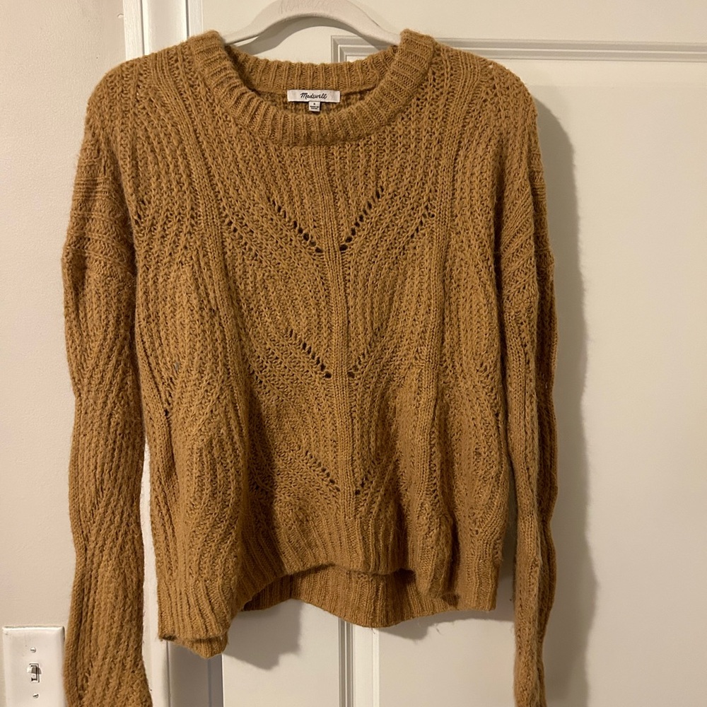 Madewell Mustard Crochet Sweater